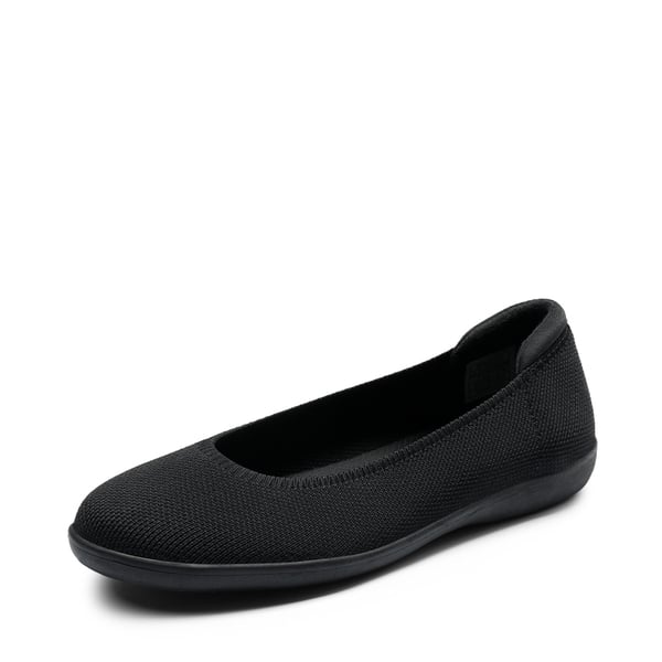 Round Toe Slip on Ballet Flats - BLACK -  0